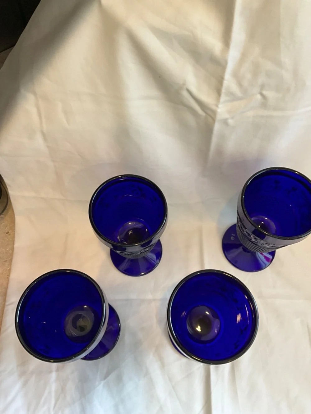 Vintage Imperial‎ Glass Cape Cod Cobalt Blue Water Goblets - Set of 4
